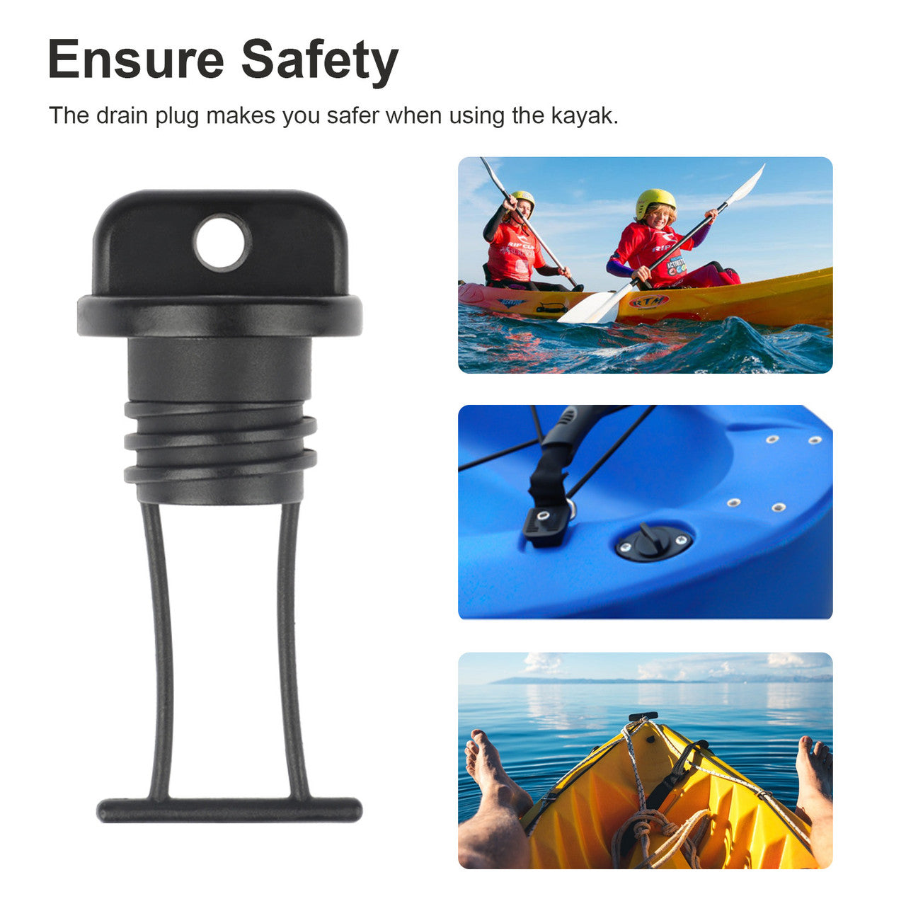 Universal Kayak Drain Plug for Preventing Water from Entering