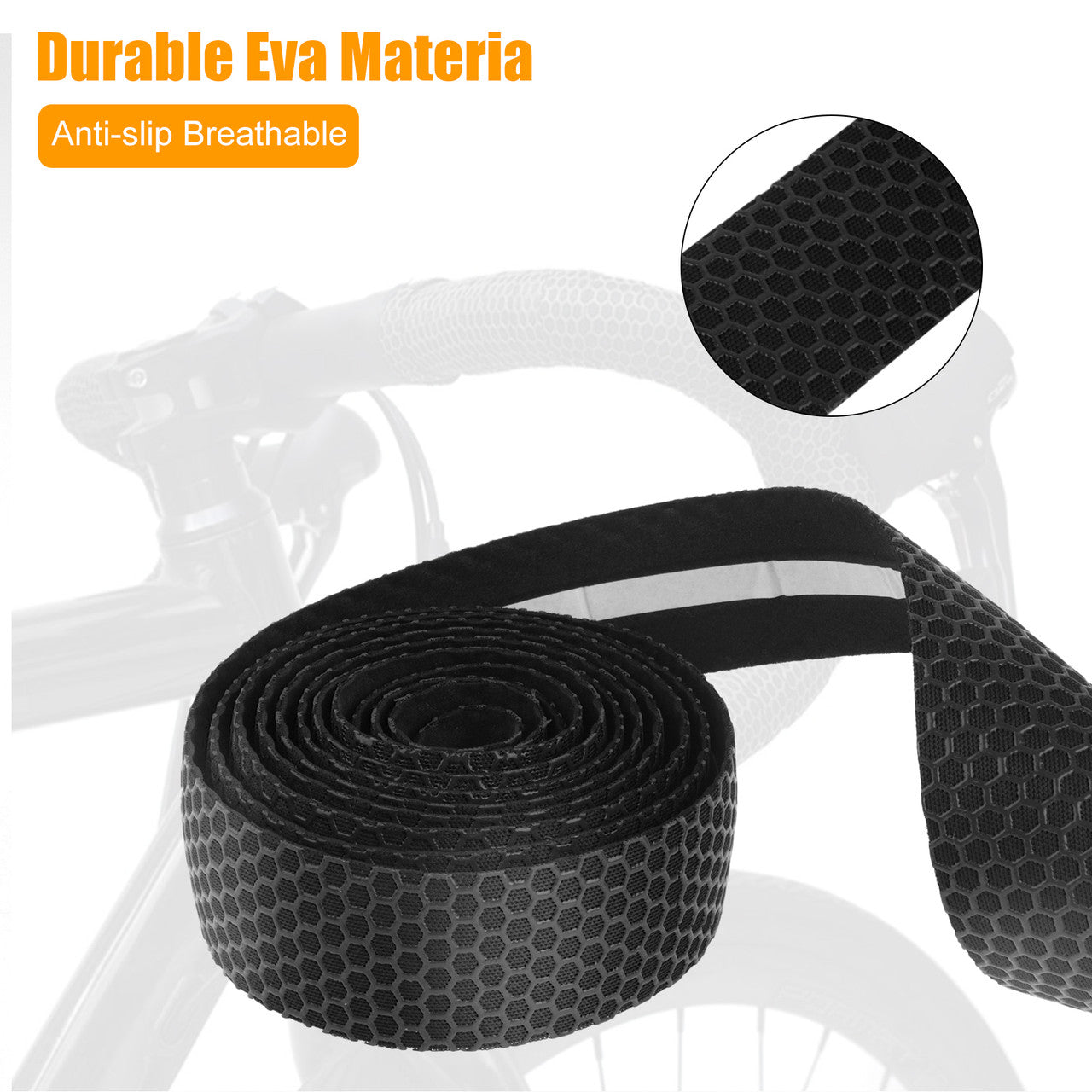 Honeycomb Silicone Handle for Bicycles with Quick Drying Characteristics, Black