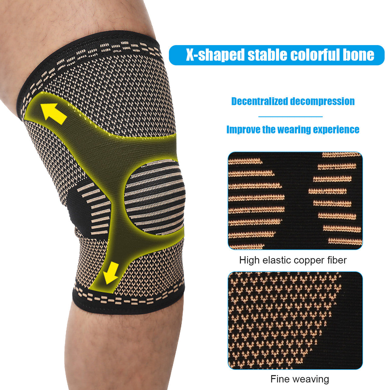 Ergonomically Designed Knee Sleeve, Disperses Knee Pressure and Improves Blood Circulation, M, 2pcs