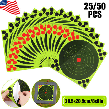 25 Packs 8” Target Paper-Stick Splatter Reactive Targets, Paper Target with Cover-up Patches for Gun, Pistol, Air Rifle: Sports & Outdoors