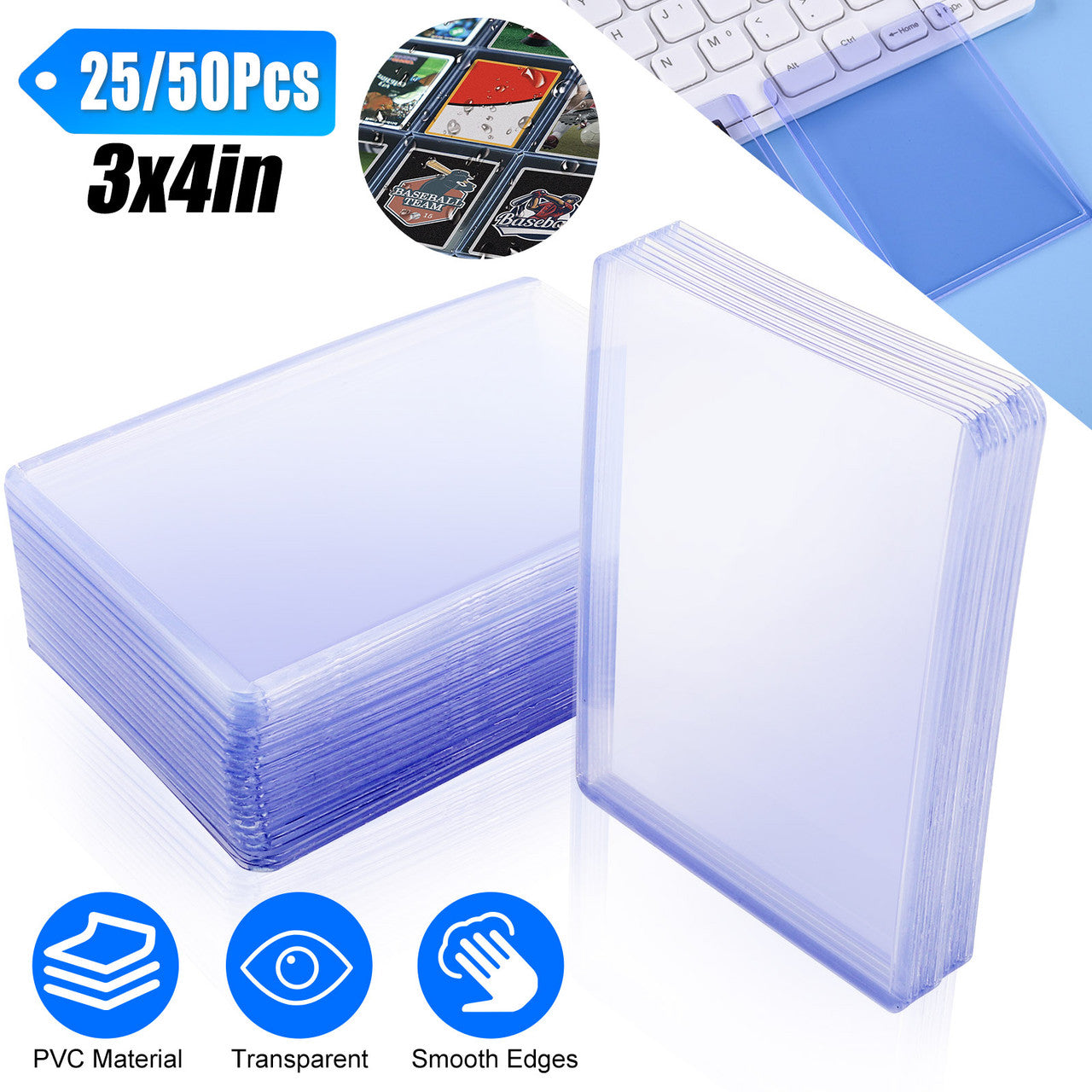3” X 4” Top Load Card Holder for Standard Trading Cards 25-Count for Baseball, Football, Basketball, Hockey, Golf, Single Sports Cards Top Loads