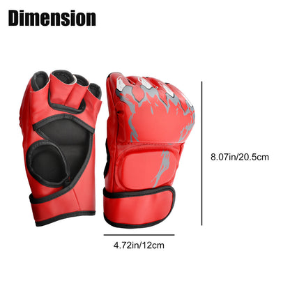 Boxing Half Finger Gloves - Adjustable Wrist Gloves for Cardio Sparring Training Punching Bag Kickboxing Muay Thai Mixed Martial Arts