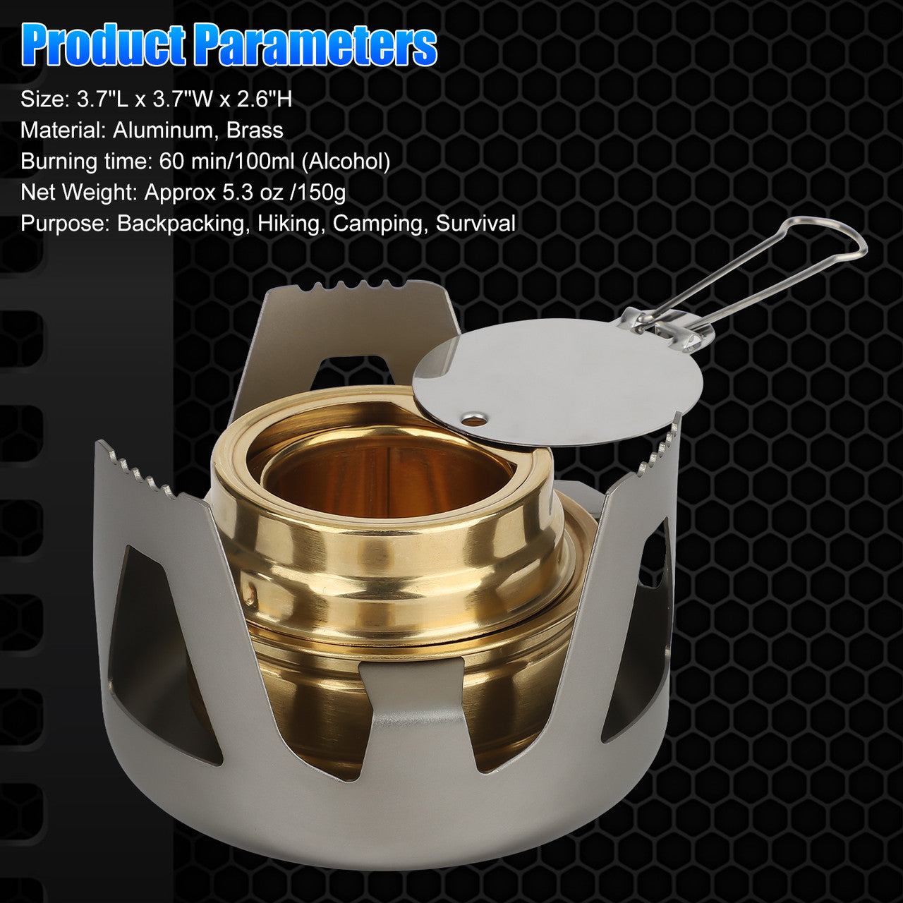 Outdoor Mini Portable Alcohol Stove Burner - Aluminum alloy stove stand and brass alcohol burner for Backpacking,Camping,Hiking