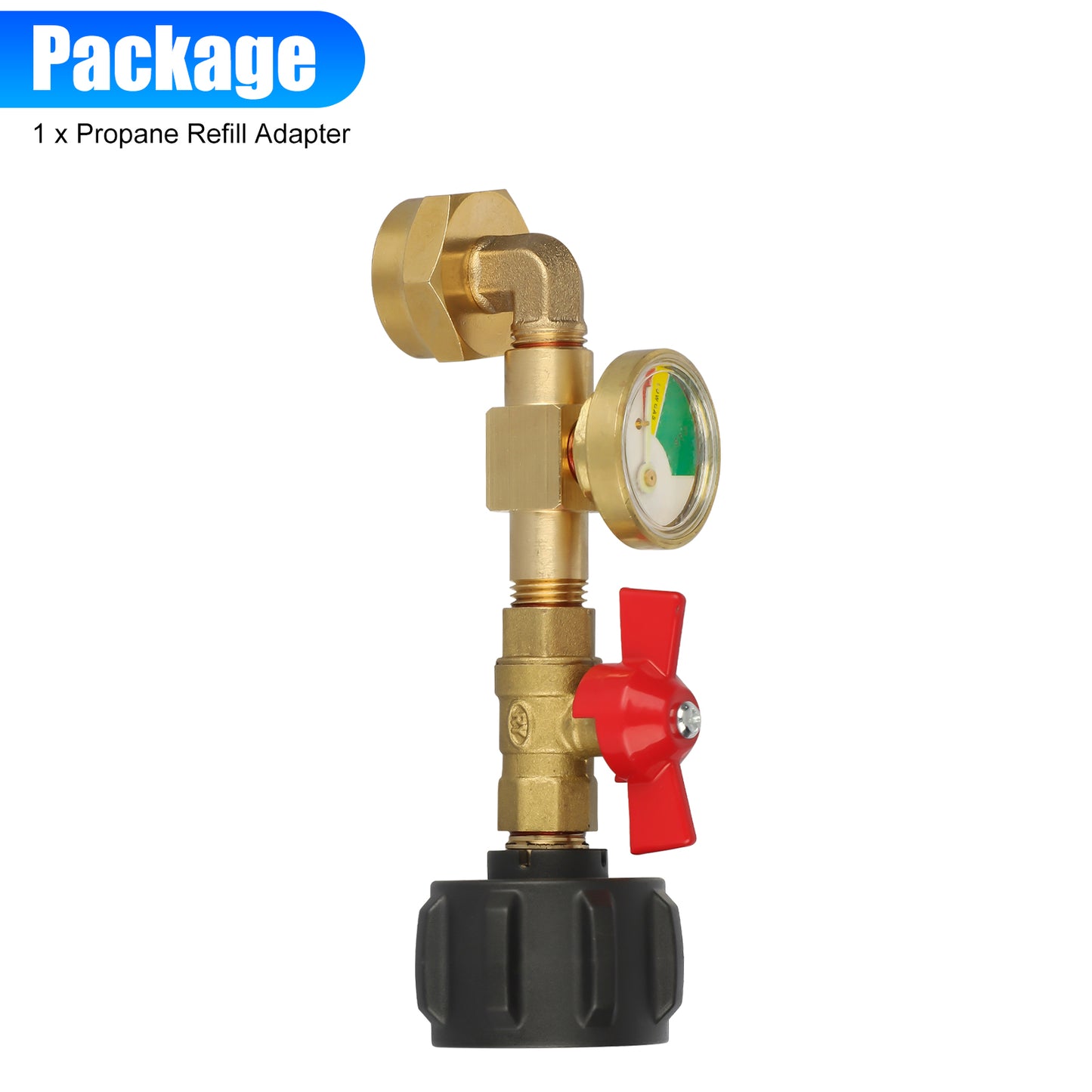 Gas pro Propane Refill Adapter with Valve and Gauge