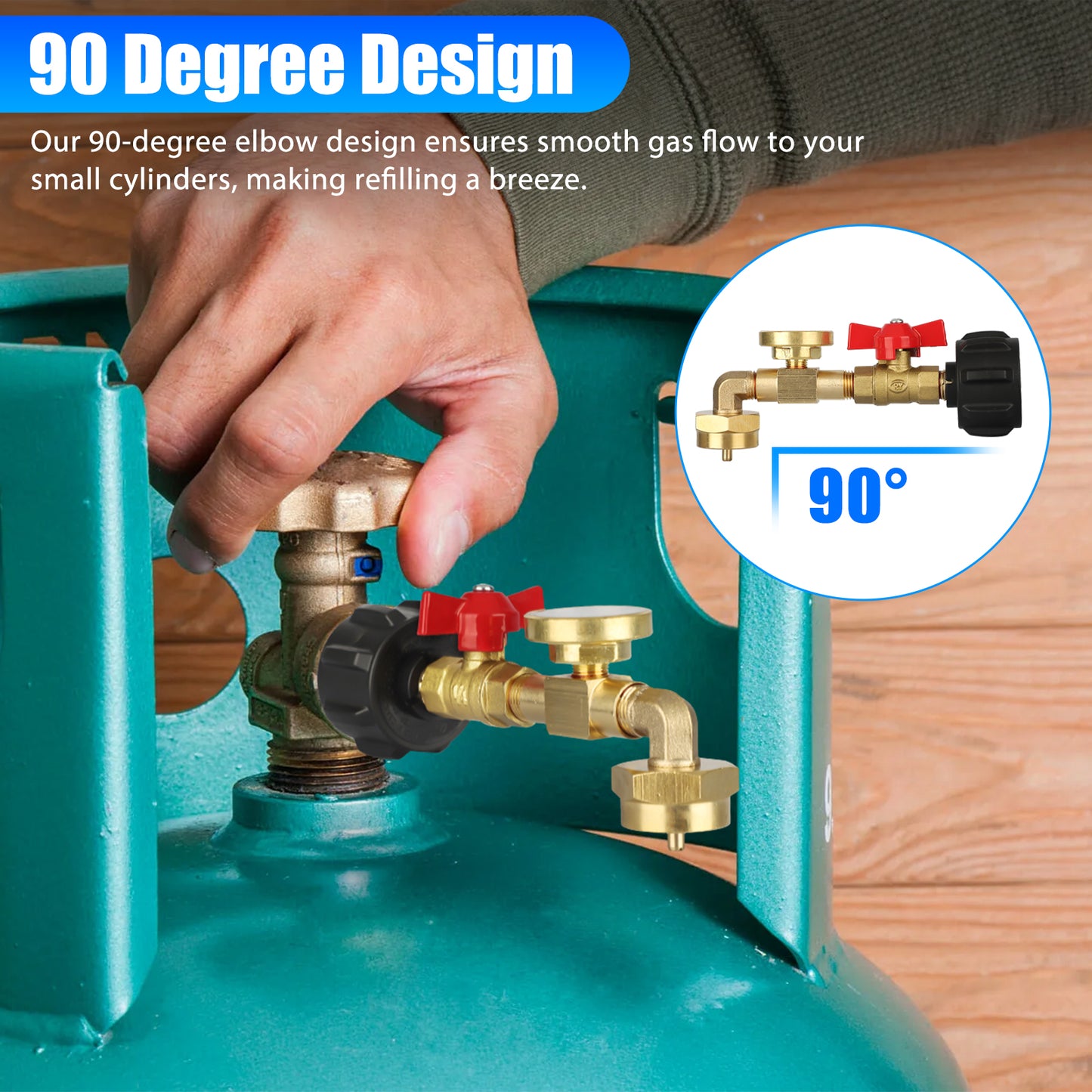 Gas pro Propane Refill Adapter with Valve and Gauge