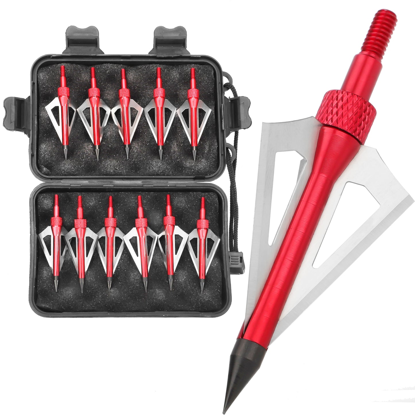 12 Pcs Hunting Archery Broadheads Set - 3 Blades Archery 100 Grain Screw-in Arrow Tips, Compatible with Crossbow Compound Bow