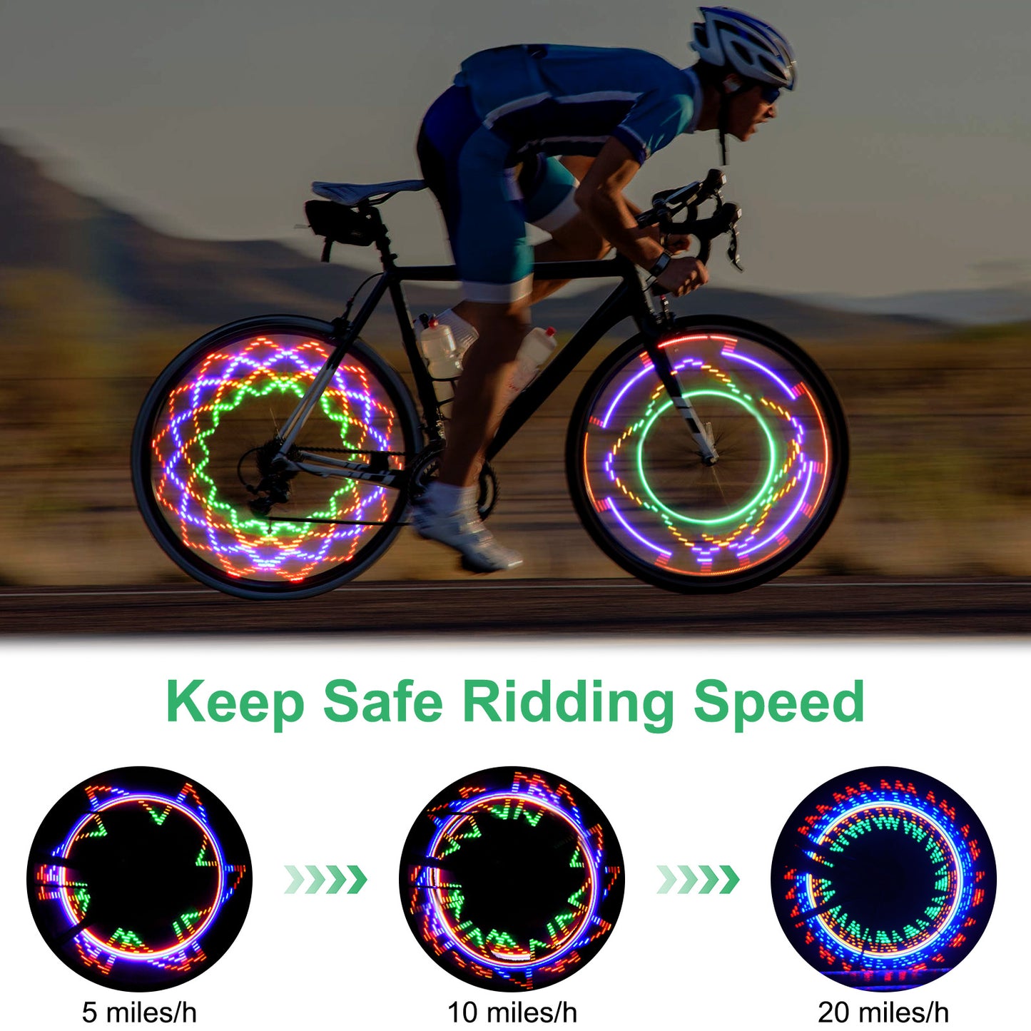 2pcs 32 LED Bike Wheel Lights - 32 Fun Bright Patterns, Waterproof, Easy Installation - Enhance Safety and Style for Night Riding
