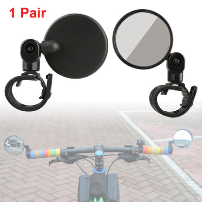 Bike Rearview Mirror Lens Handlebar Bike Mirror, Safe Rearview Mirror, Bicycle Mirror, Cycle Mirror Universal Mini Rotaty Rearview Handlebar Glass Mirror for Mountain Bike Bicycle Cycling, 2PC