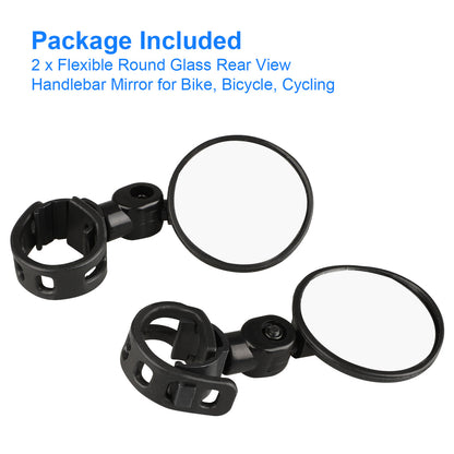 Bike Rearview Mirror Lens Handlebar Bike Mirror, Safe Rearview Mirror, Bicycle Mirror, Cycle Mirror Universal Mini Rotaty Rearview Handlebar Glass Mirror for Mountain Bike Bicycle Cycling, 2PC