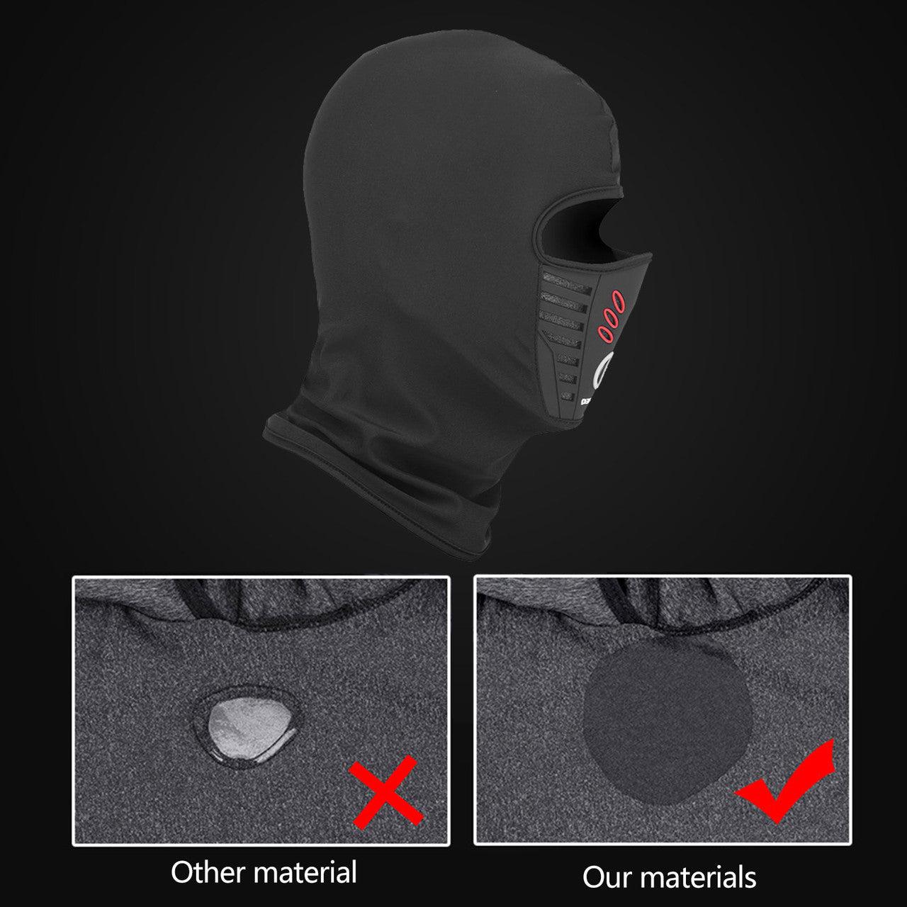 Water Resistant and Windproof Thermal Retention Face Mask, Cold Weather Face Mask, Cycling Motorcycle Neck Warmer Hood Winter Gear for Men Women, Black
