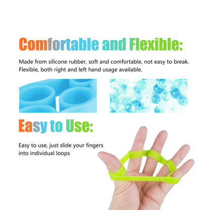 3x Finger Stretcher Hand Resistance Bands Grip Strength Exercise Trainer Workout