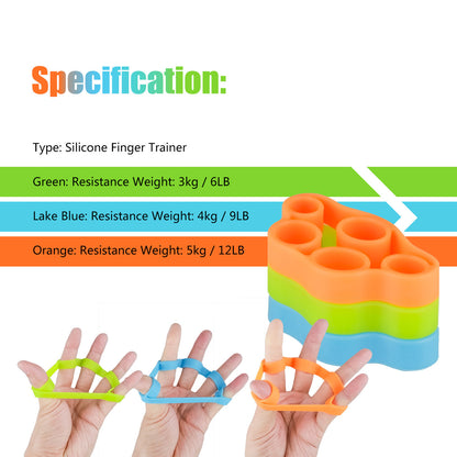 3x Finger Stretcher Hand Resistance Bands Grip Strength Exercise Trainer Workout