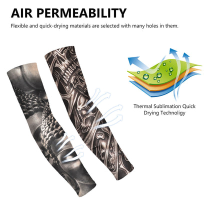 UV Protection Sunblock Arm Tattoo Cover Sleeves Men Women Cycling Driving Golf Running, 5pcs