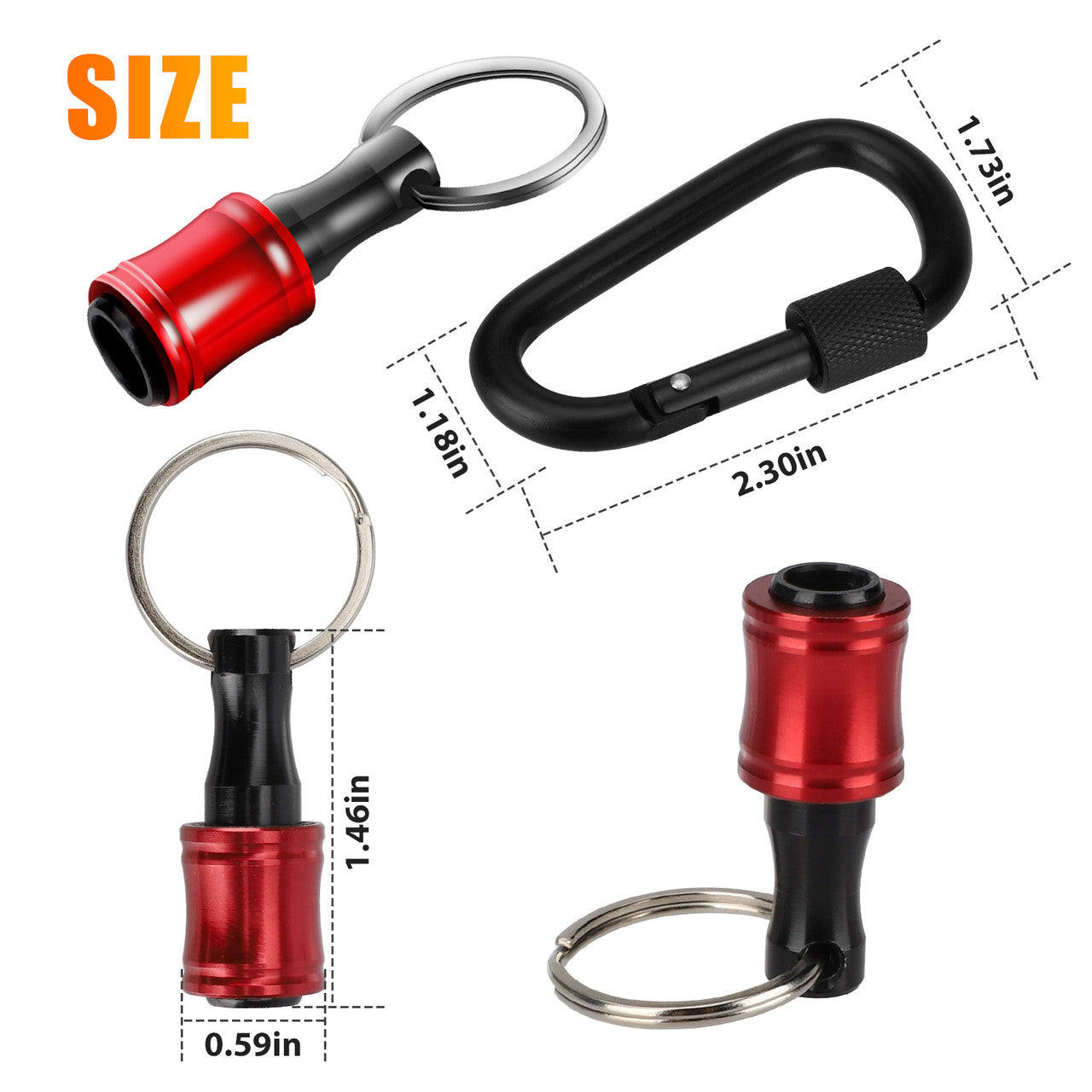 1/4inch Hex Shank Aluminum Alloy Screwdriver Bits Holder Quick Release Keychain Easy Change, 7PCS