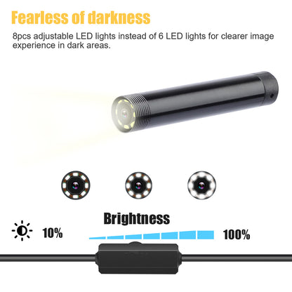 USB Inspection Camera Wireless Endoscope, WiFi with 8 Adjustable LED Waterproof for Android/iOS