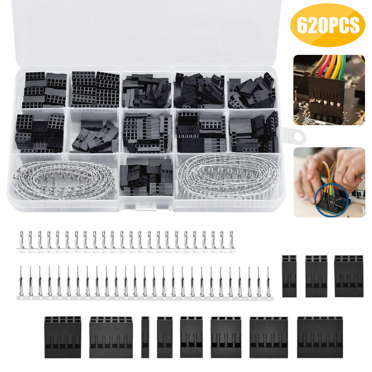 Assorted 2.54mm Pitch Connector for DIY Projects and Dupont Connectors, 620Pcs