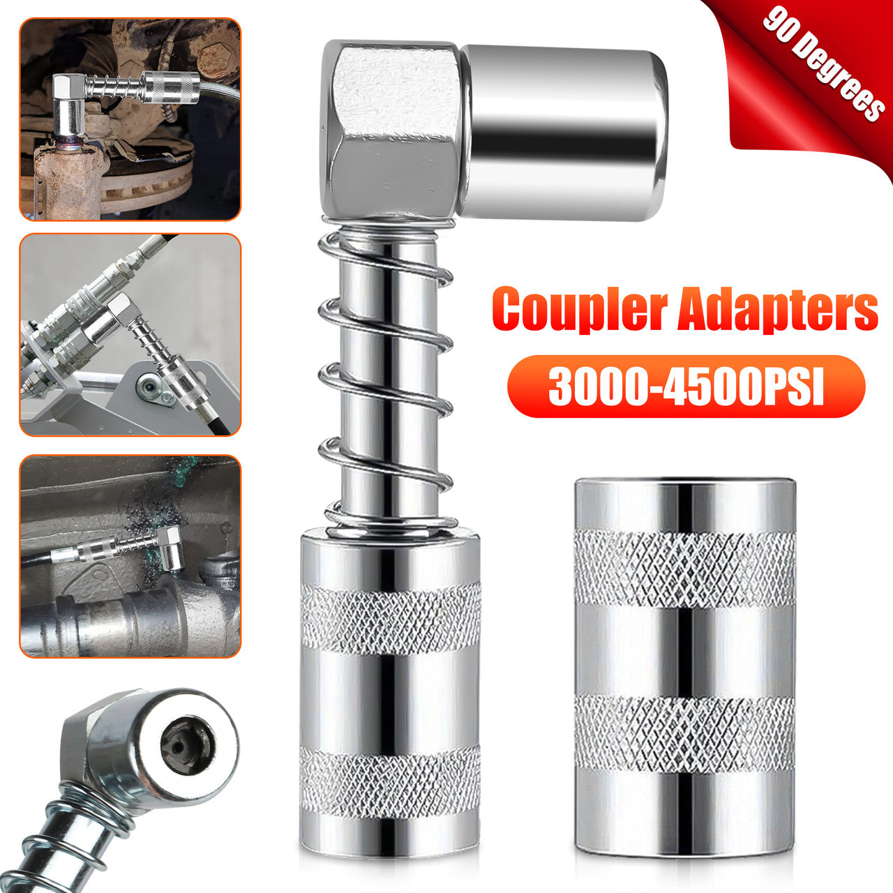90 Degree Grease Coupler Adapter - Degree Grease Gun Fittings 3 Jaw Angle Adapte