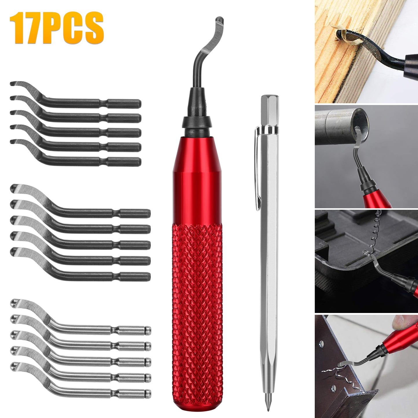 Deburring Tool Set - 15-Piece Blade Set for Metal, Wood, Plastic, and 3D Printing Finishing