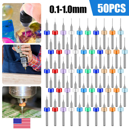50 PCS 0.1mm to1mm Carbide Micro PCB Drill Bits Set - mini drill Bit tungsten steel carbide for print circuit board cnc drill Bits Machine