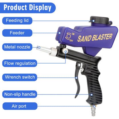 Handheld Sandblasting Gun - Durable Alloy Steel Construction, Versatile Nozzle, Perfect for Rust Removal, Paint Stripping, and Grime Cleaning