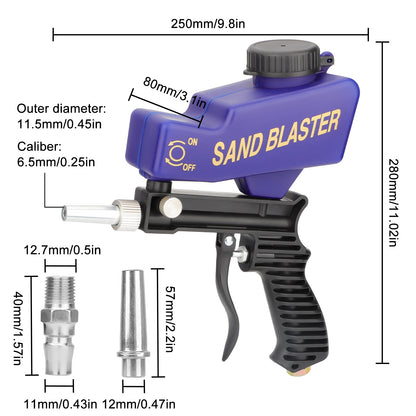 Handheld Sandblasting Gun - Durable Alloy Steel Construction, Versatile Nozzle, Perfect for Rust Removal, Paint Stripping, and Grime Cleaning