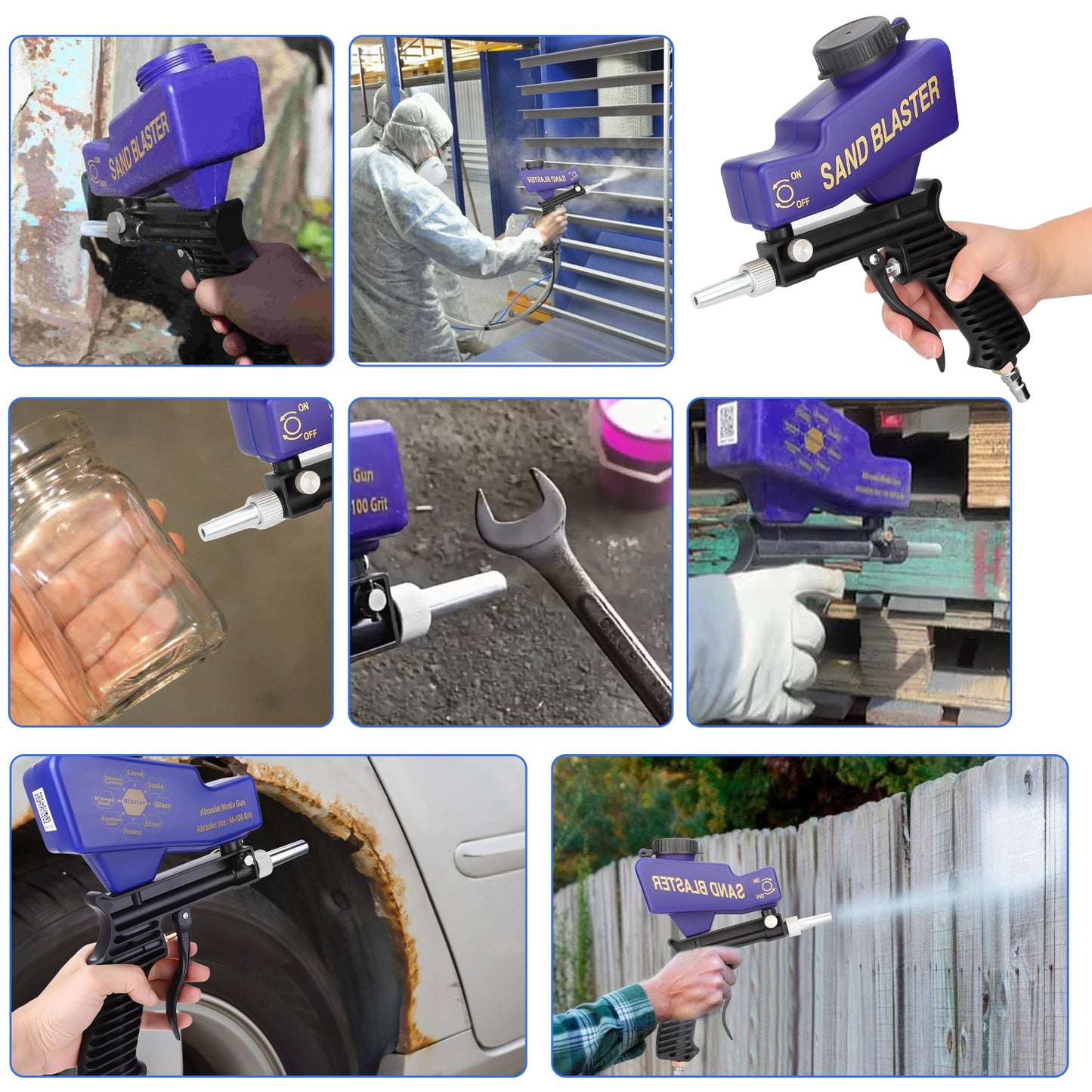 Handheld Sandblasting Gun - Durable Alloy Steel Construction, Versatile Nozzle, Perfect for Rust Removal, Paint Stripping, and Grime Cleaning