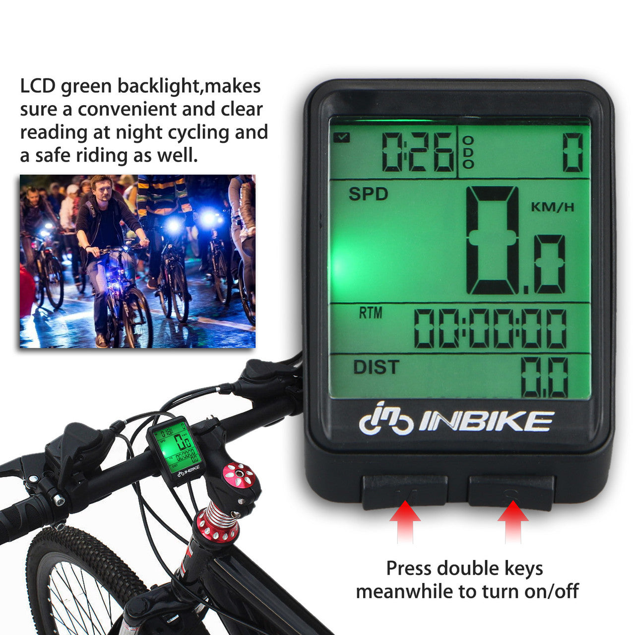 Waterproof Wireless Bike Speedometer, Digital Cycling Computer Speedometer Odometer, LCD Backlight and 11 Functions Speedometer, for Use When Training, Hiking, Climbing, Riding